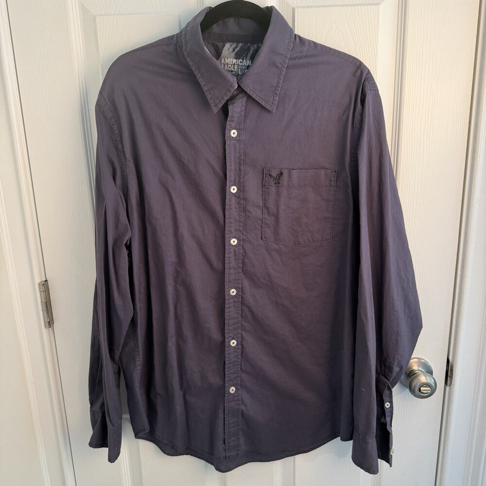 American Eagle Shirt Men's Large Vintage Fit Blue Long Sleeve Button Down Oxford